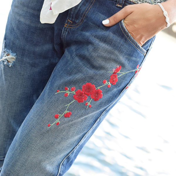 jean mom brodé